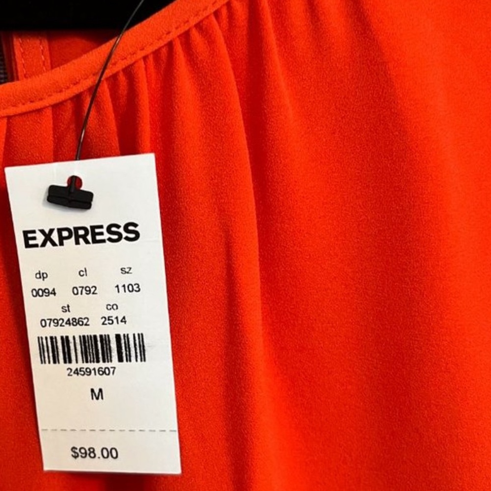 Express Vibrant Orange Sleeveless Jumpsuit - Picture 3 of 4